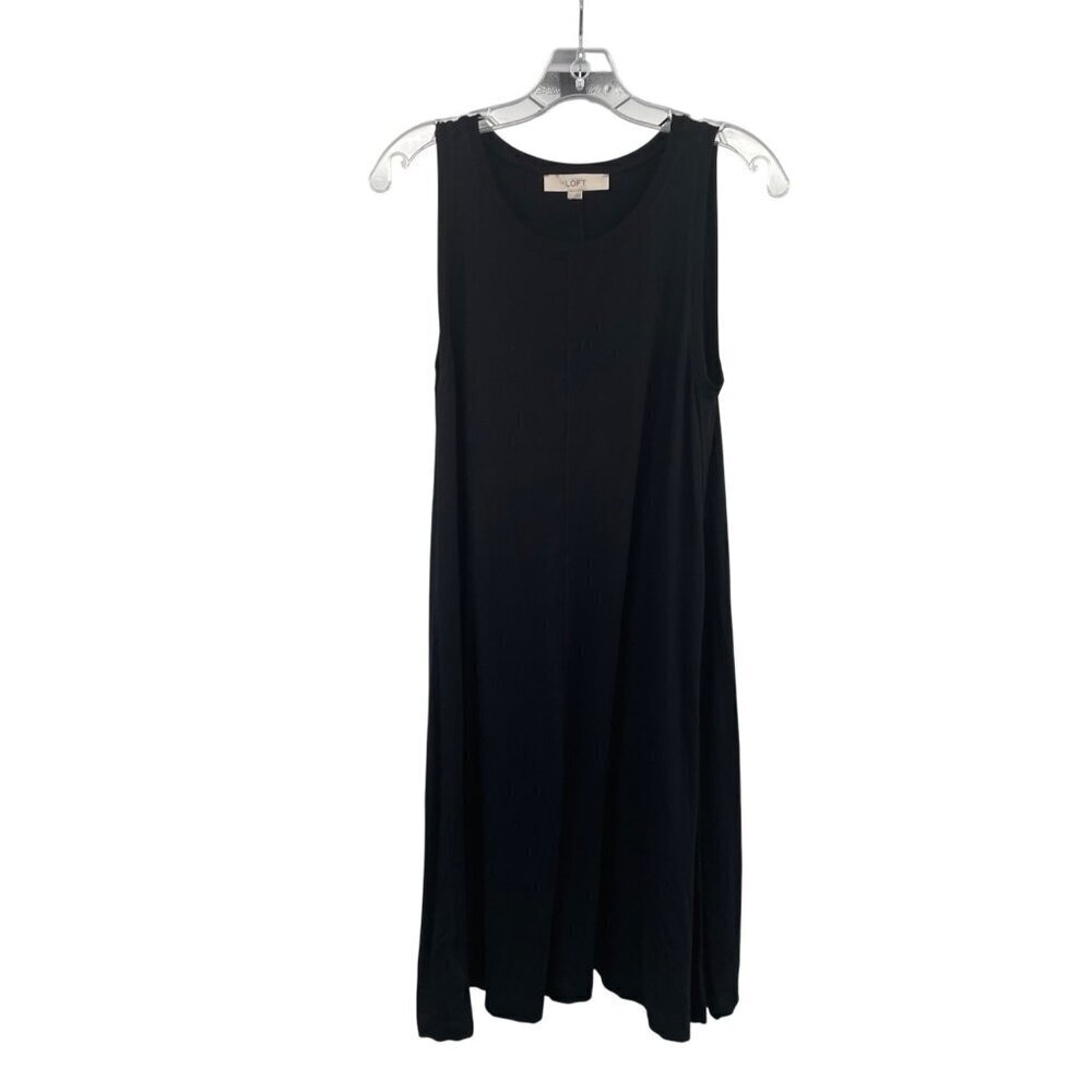 Loft Womens Sleeveless Shift Dress Knee Length Black Size Small